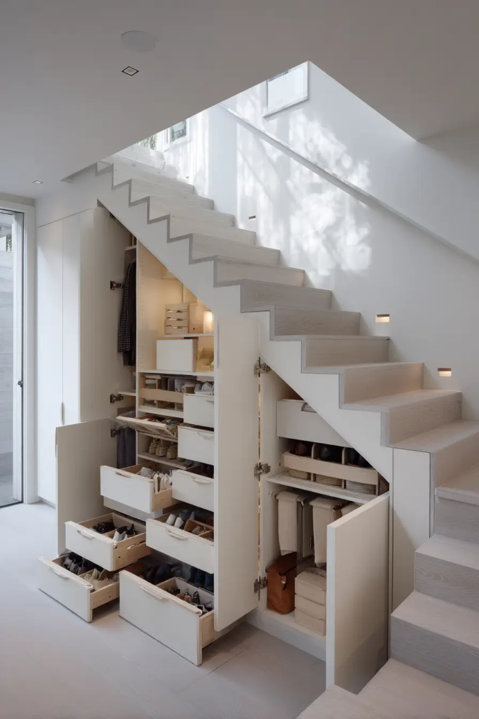 1. Built In Storage Cabinets Under Stairs