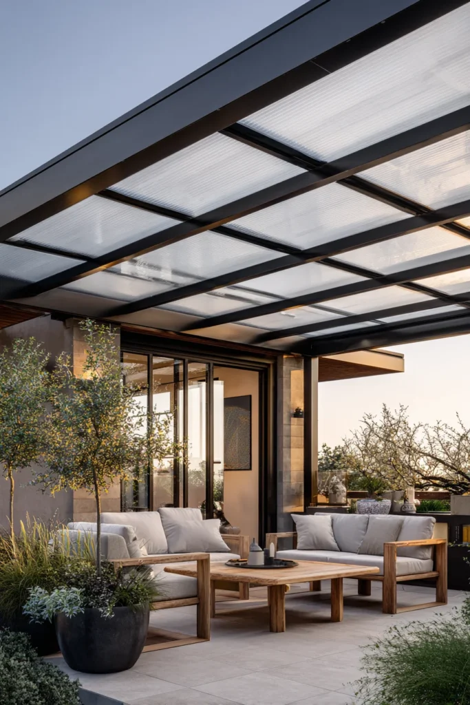 2. Pergola Roof with Polycarbonate Cover