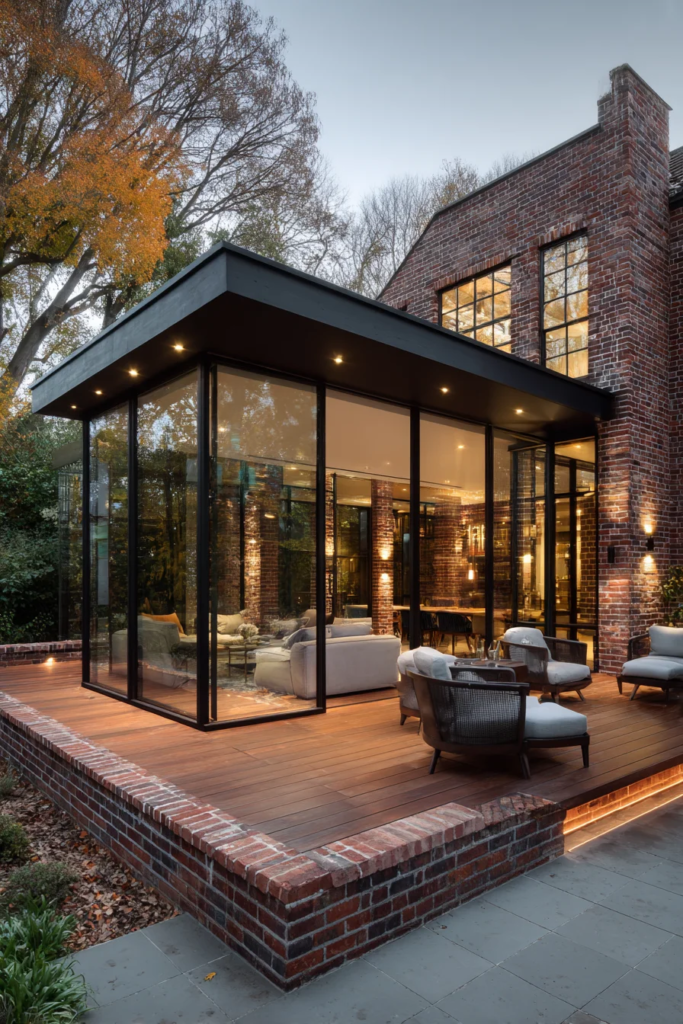 Brick and glass hybrid patio room