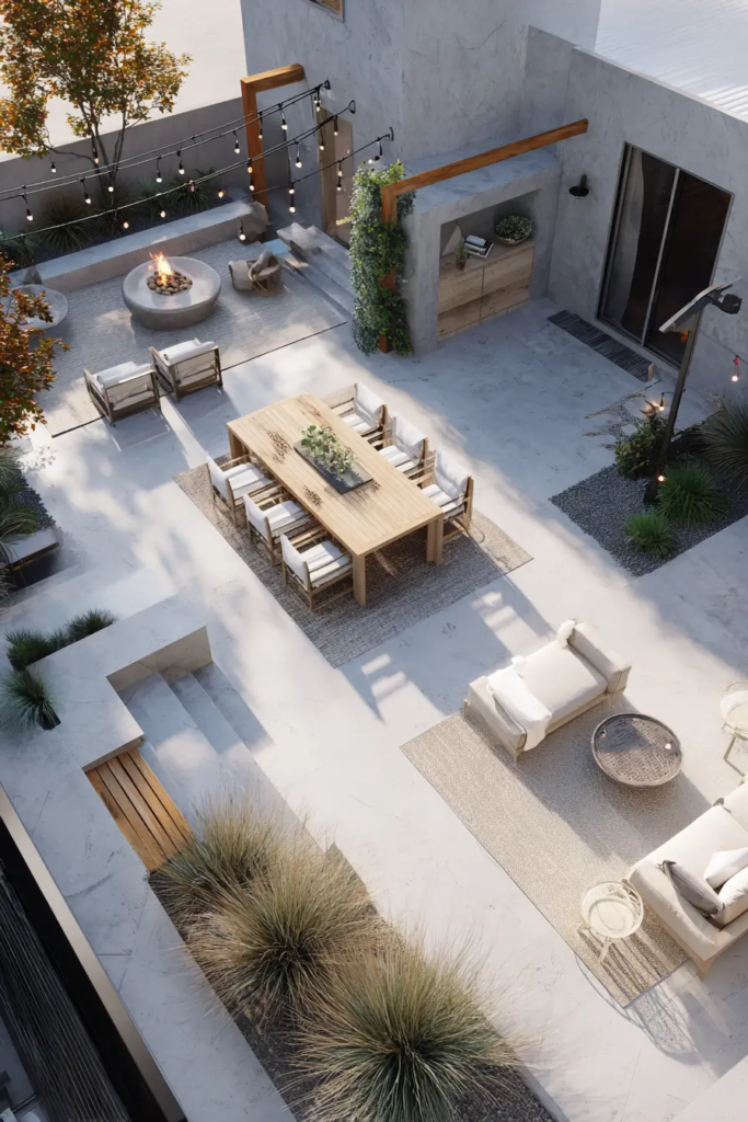 Concrete Patio With Outdoor Seating Zones