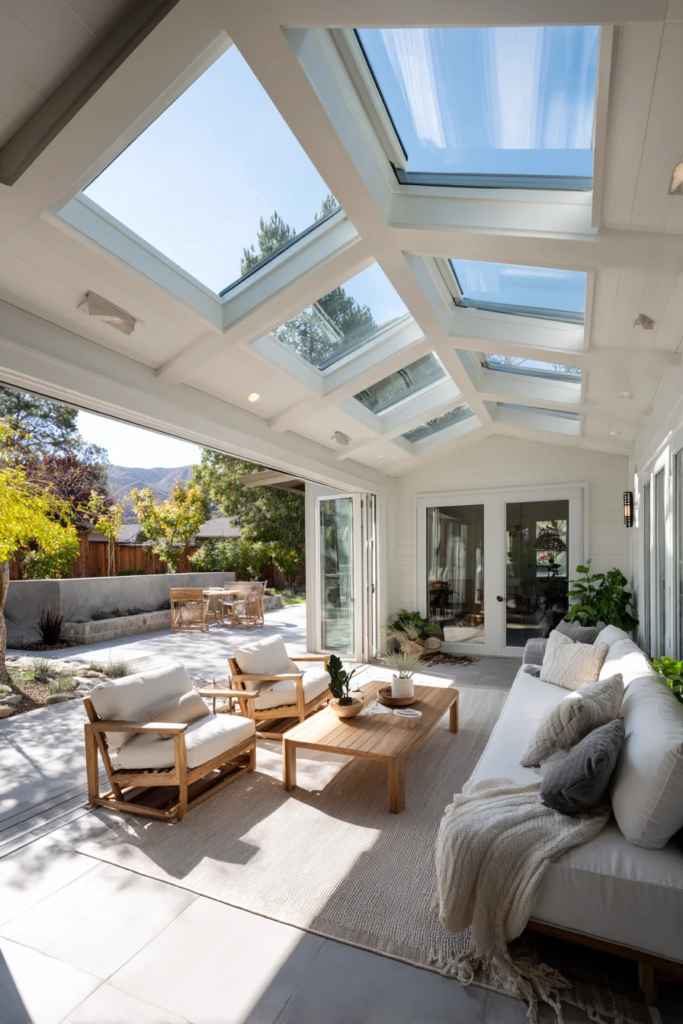 Covered patio with skylight roof
