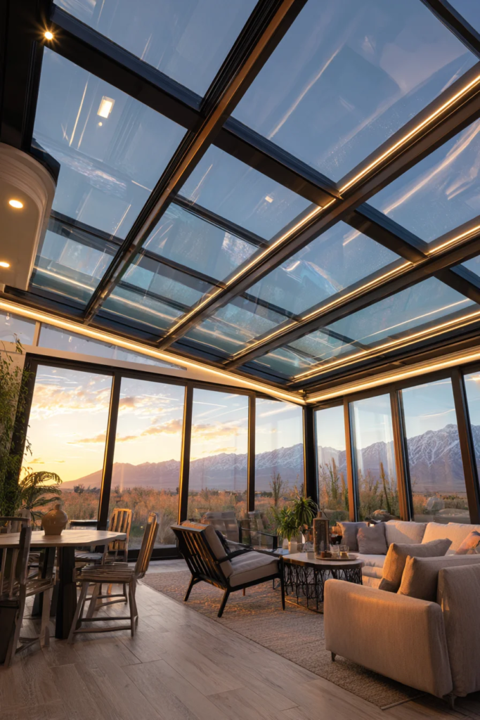 Glass sunroom patio enclosures for year-round use