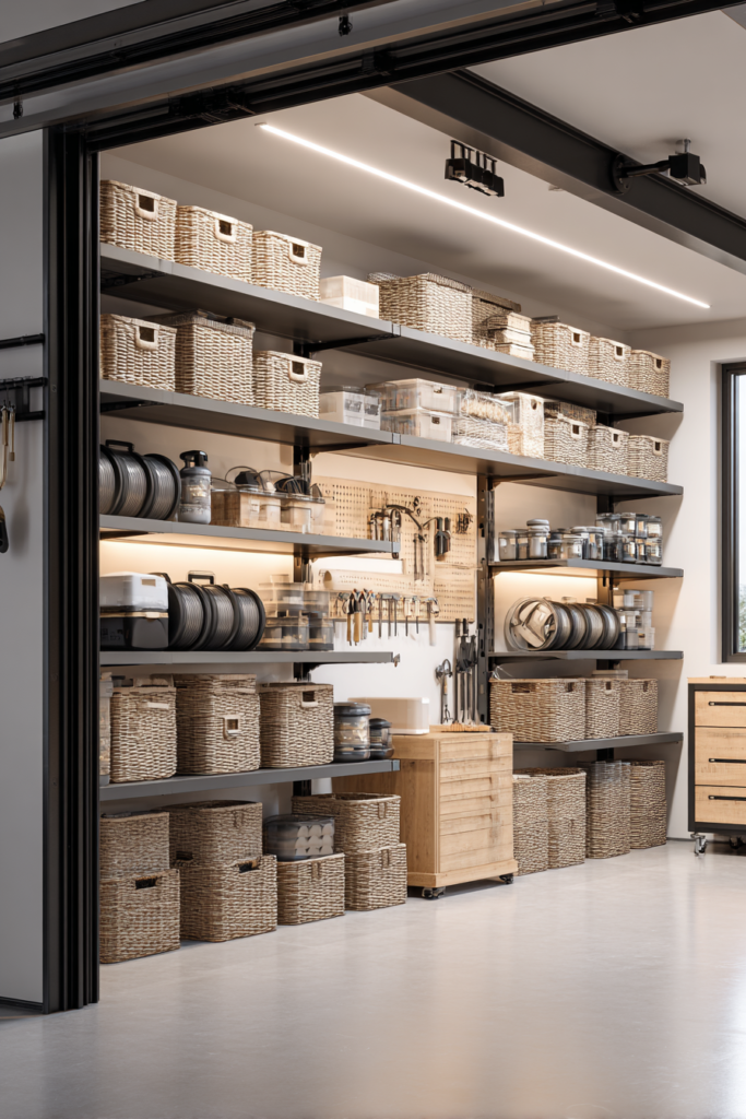 Open Closet with Basket System