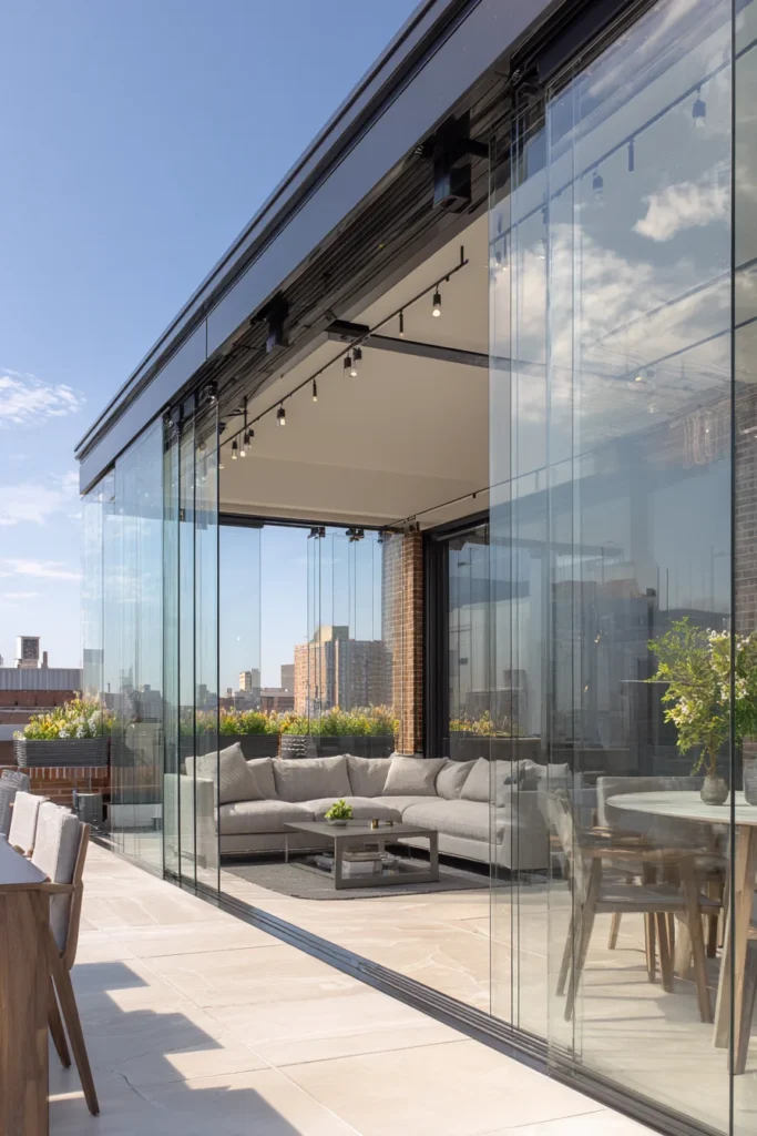 Retractable glass walls patio design