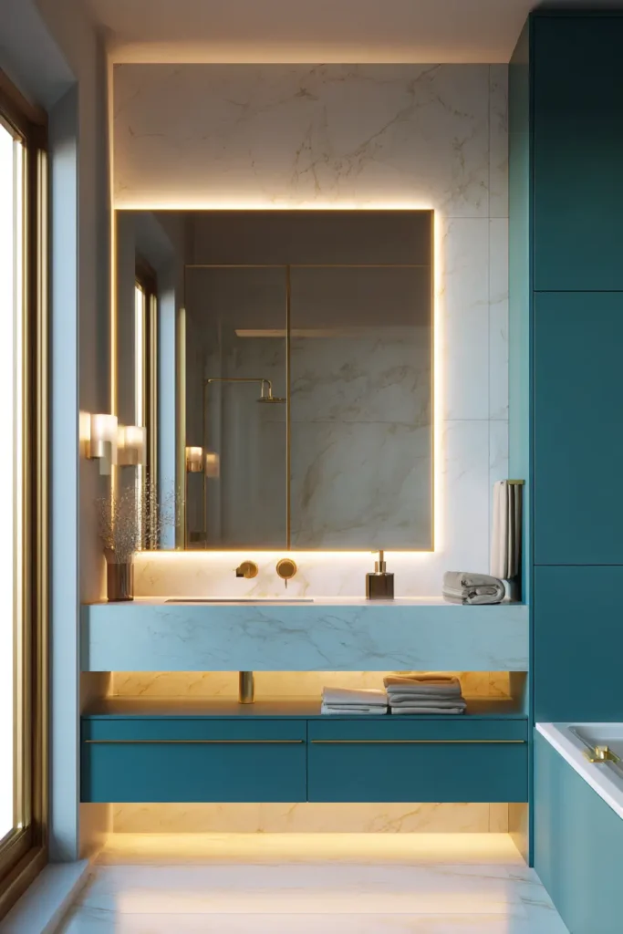 Teal and Gold Accent Bathroom for a Luxe Feel