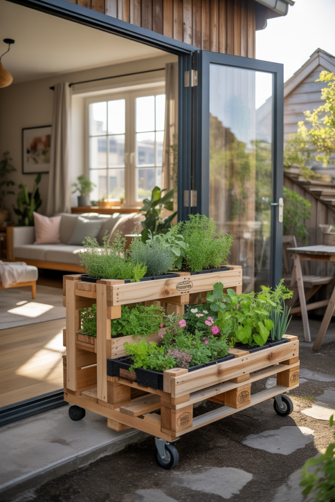 11. Indoor outdoor pallet garden