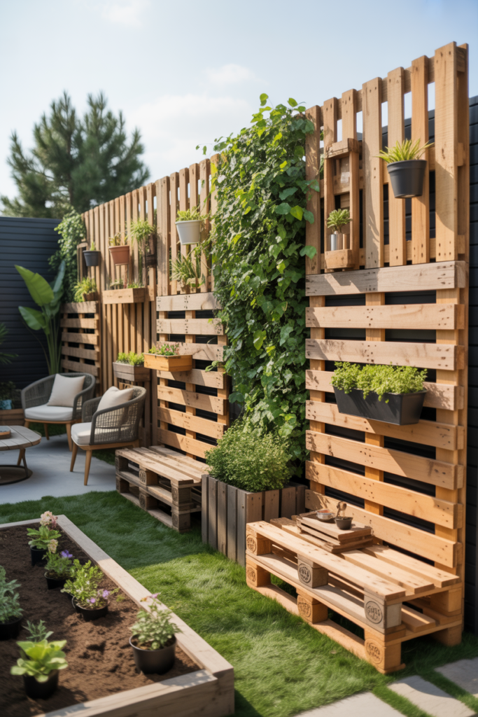 13. Pallet fence garden divider