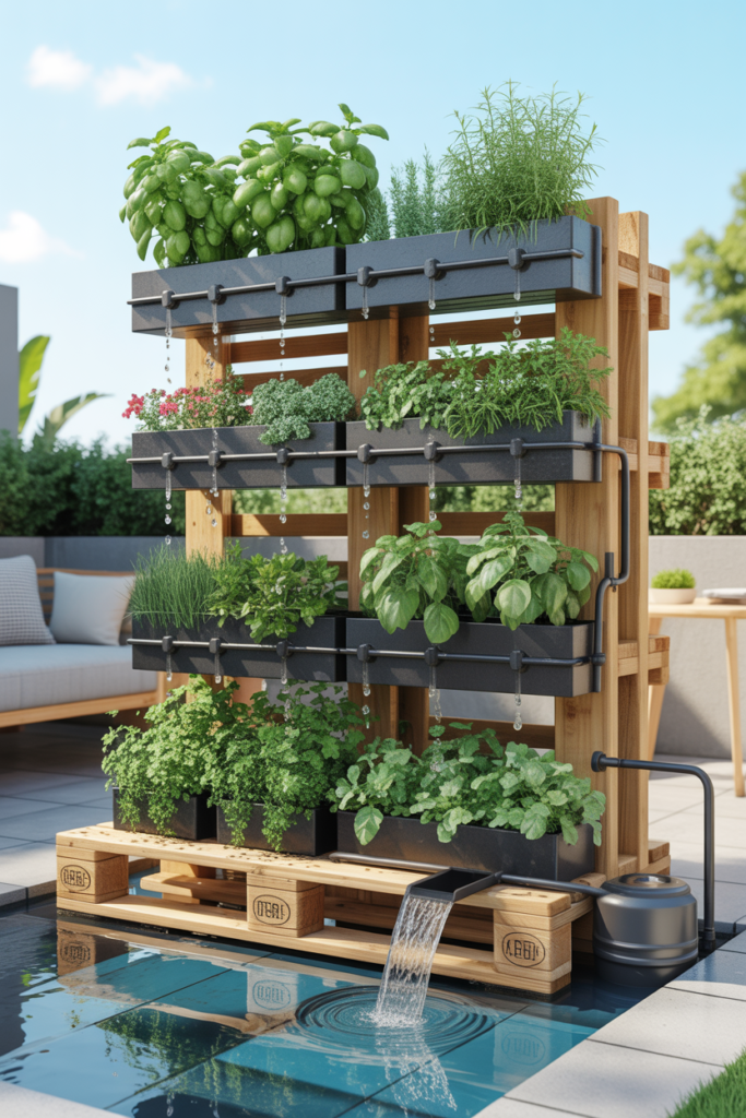 15. Smart irrigated pallet garden