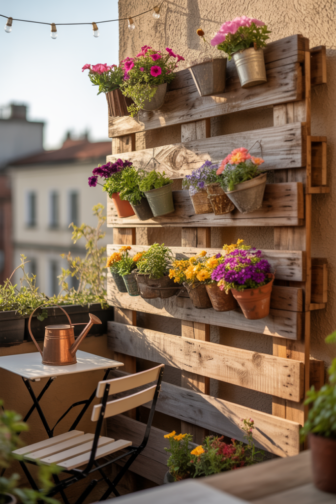 2. Hanging flower pallet garden