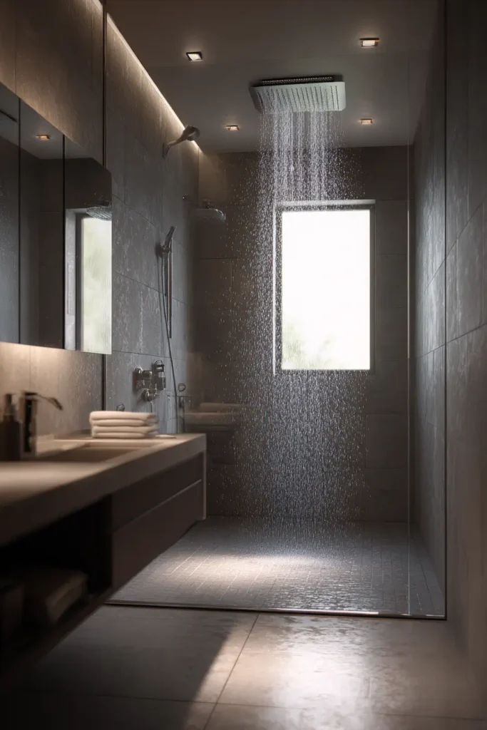 3. Add a Rainfall Showerhead for a Spa Feel