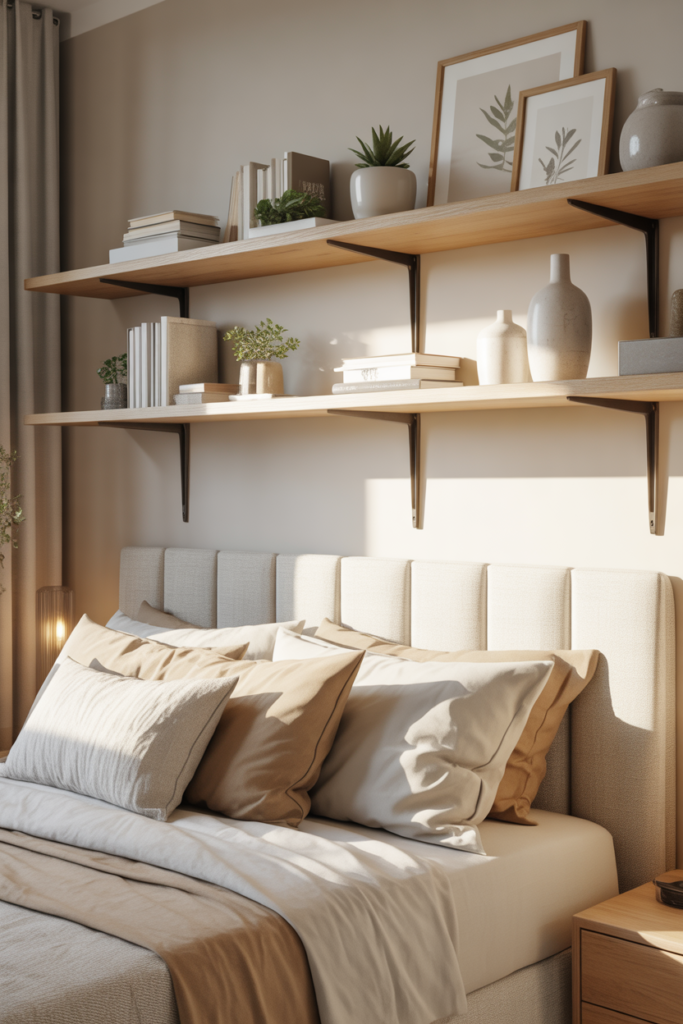 3. Install Floating Shelves for Storage and Style