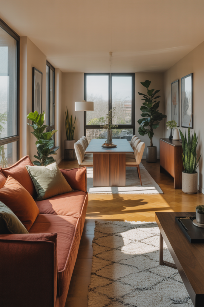 3. Place the Dining Table Behind the Sofa