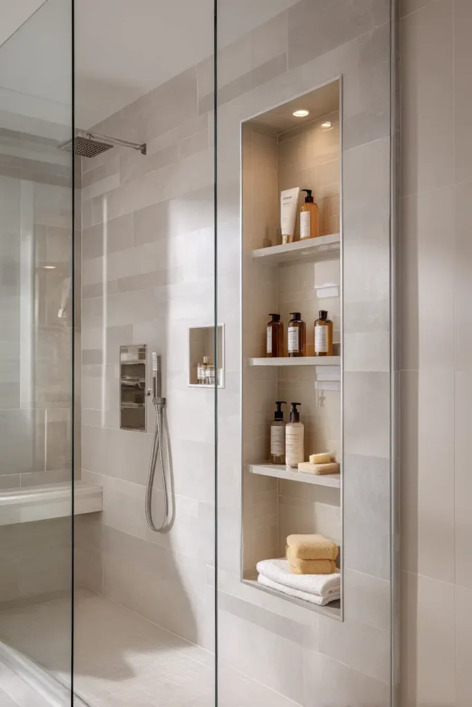 4. Built In Shower Niches for Storage