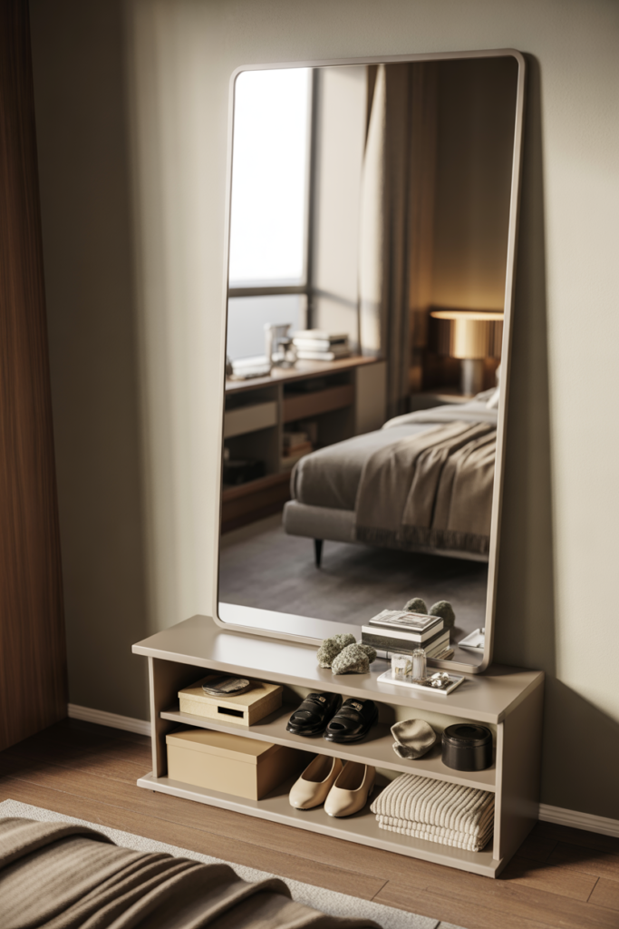 4. Full length mirror with lower shelf for bedrooms