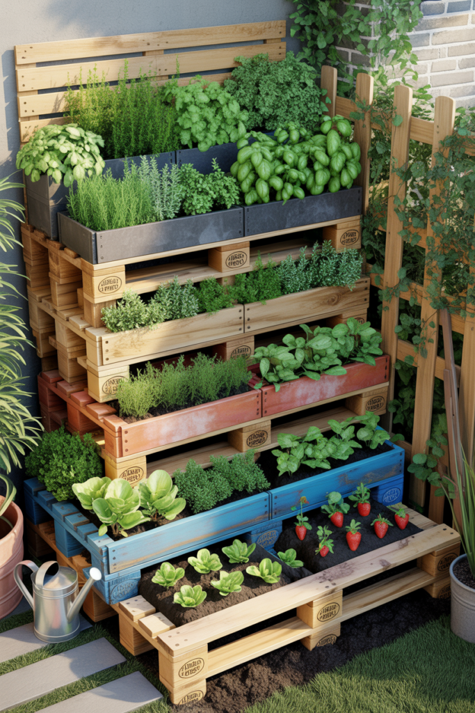 4. Tiered pallet garden bed
