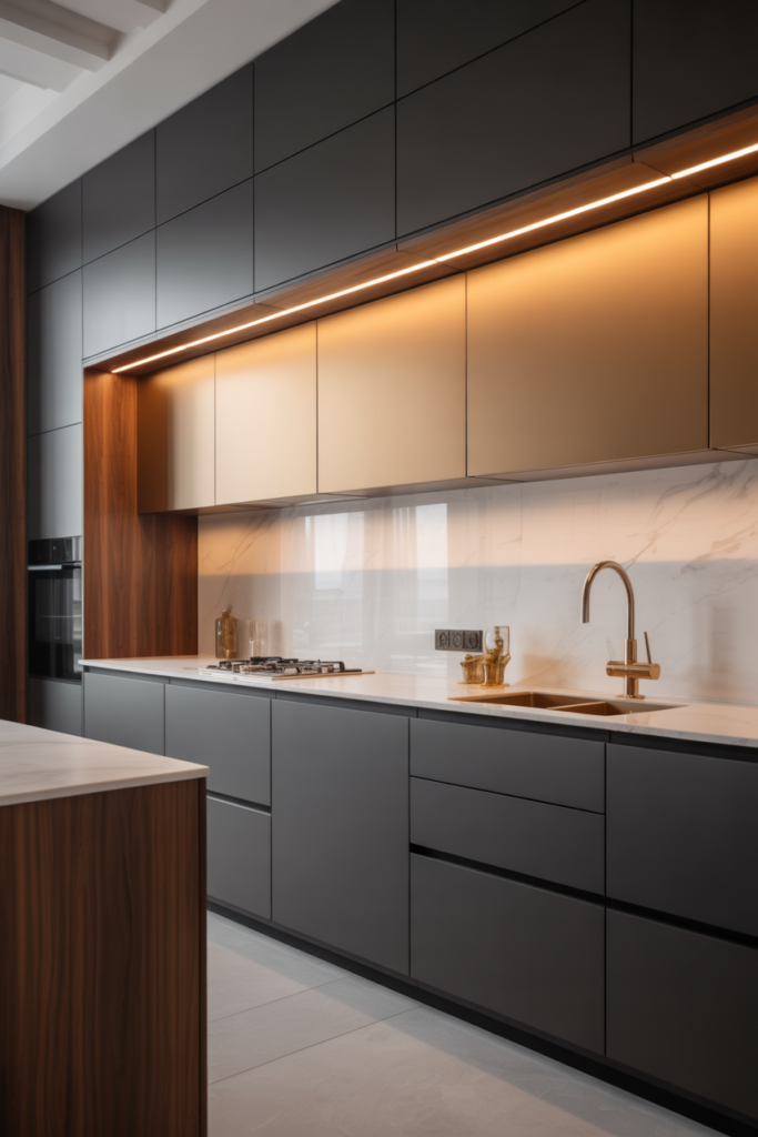 6. Install LED Strip Lighting Above Cabinets