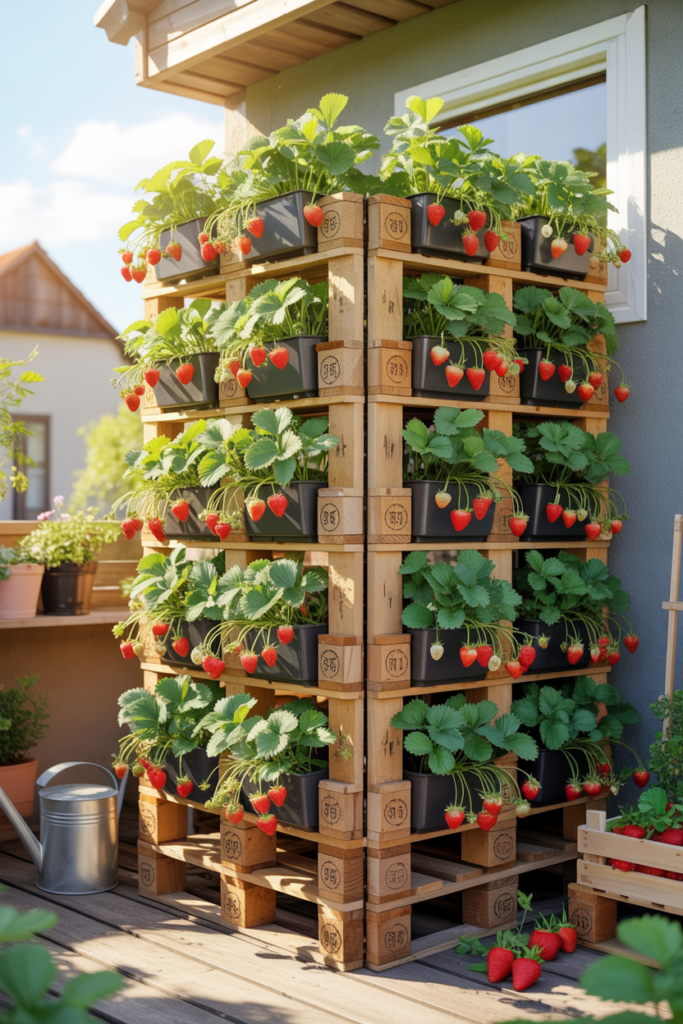 6. Strawberry pallet tower
