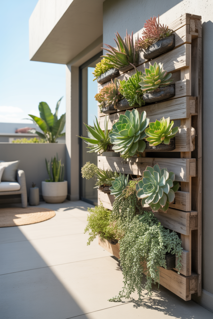 7. Succulent pallet frame garden