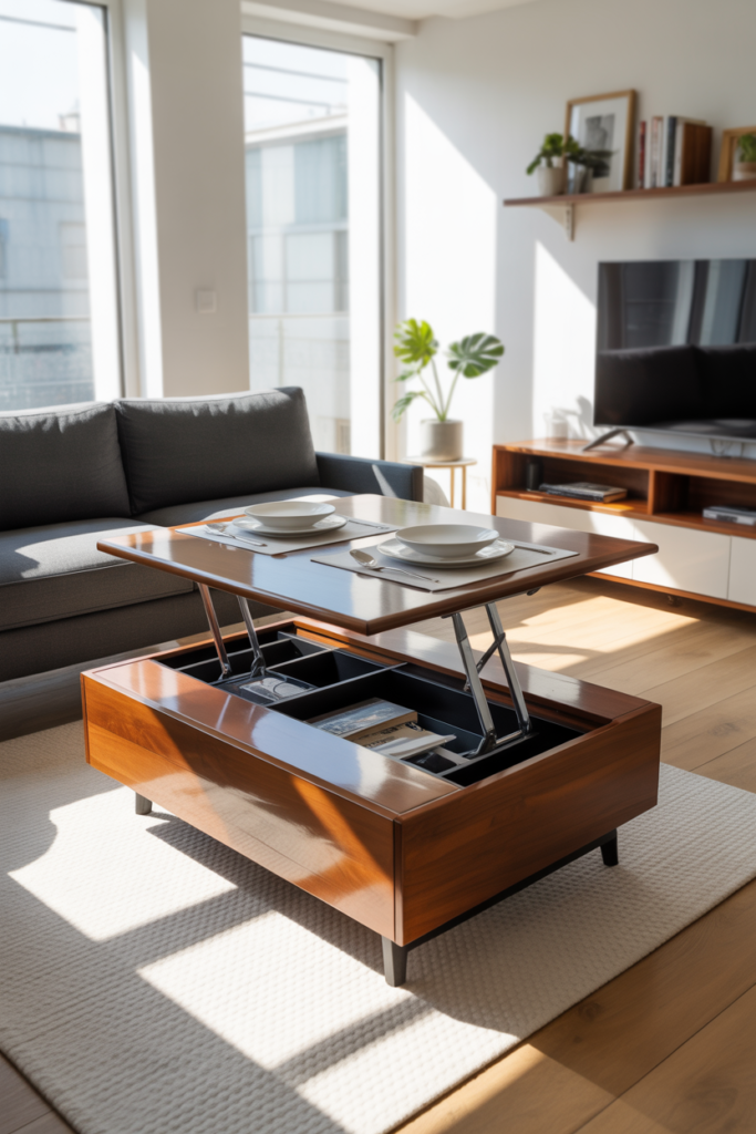 7. Use a Lift Top Coffee Table for Dining