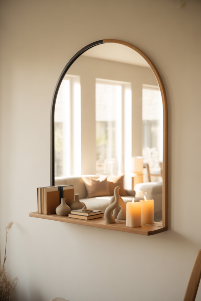 9. Arched mirror shelf for soft wall design