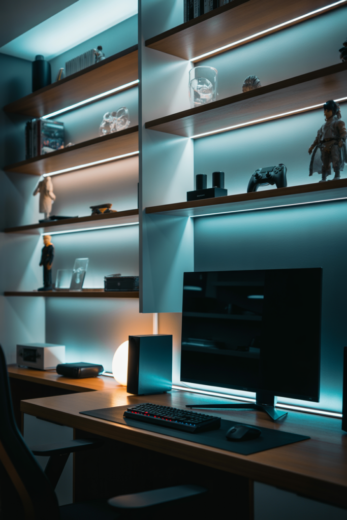 Add LED Shelf Lighting for Collectibles and Consoles