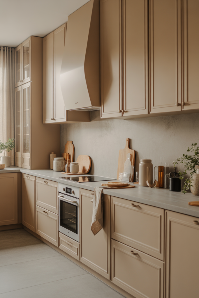 Beige and Greige Cabinets for Soft Modern Style
