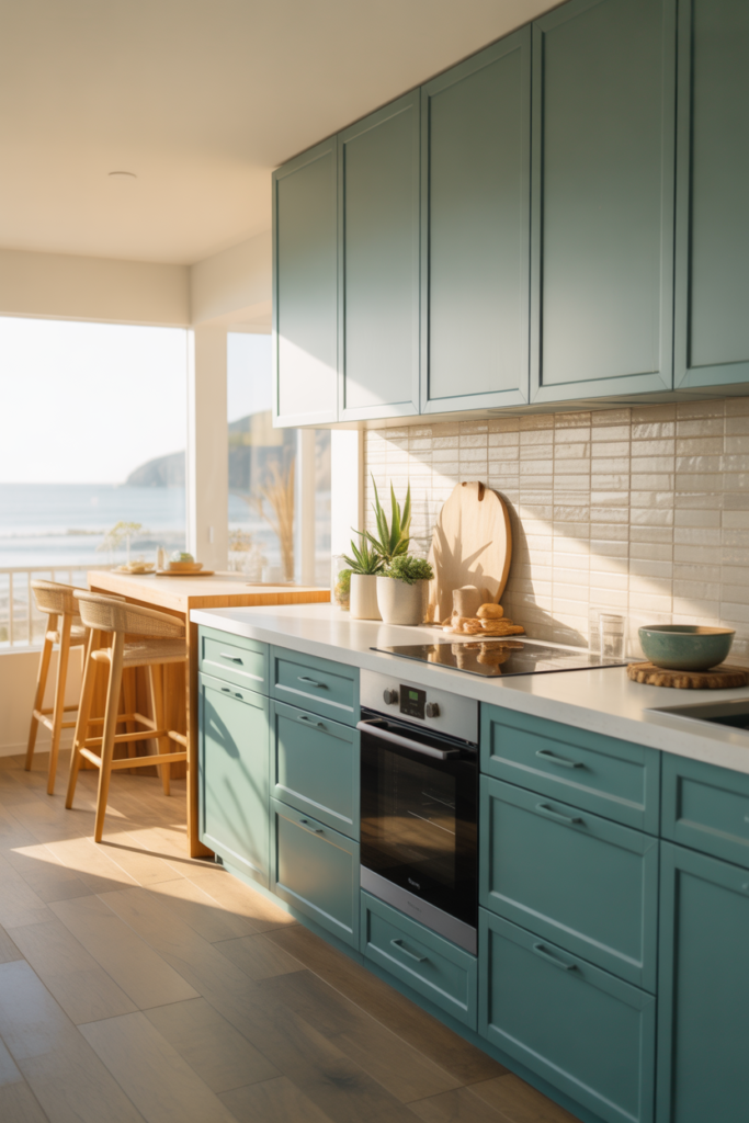 Blue Green Cabinets for a Fresh Coastal Style