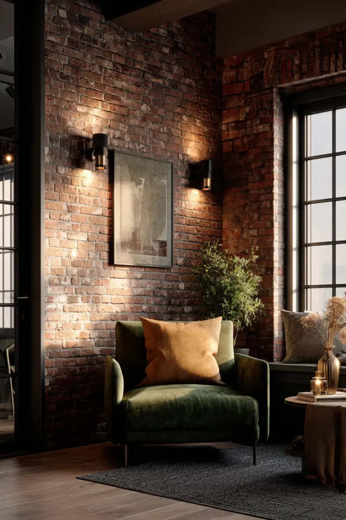 Bold accent colors that work with red brick