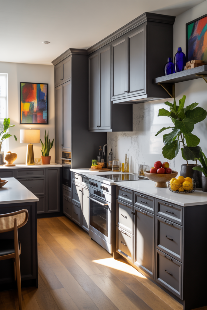Charcoal gray kitchen cabinets