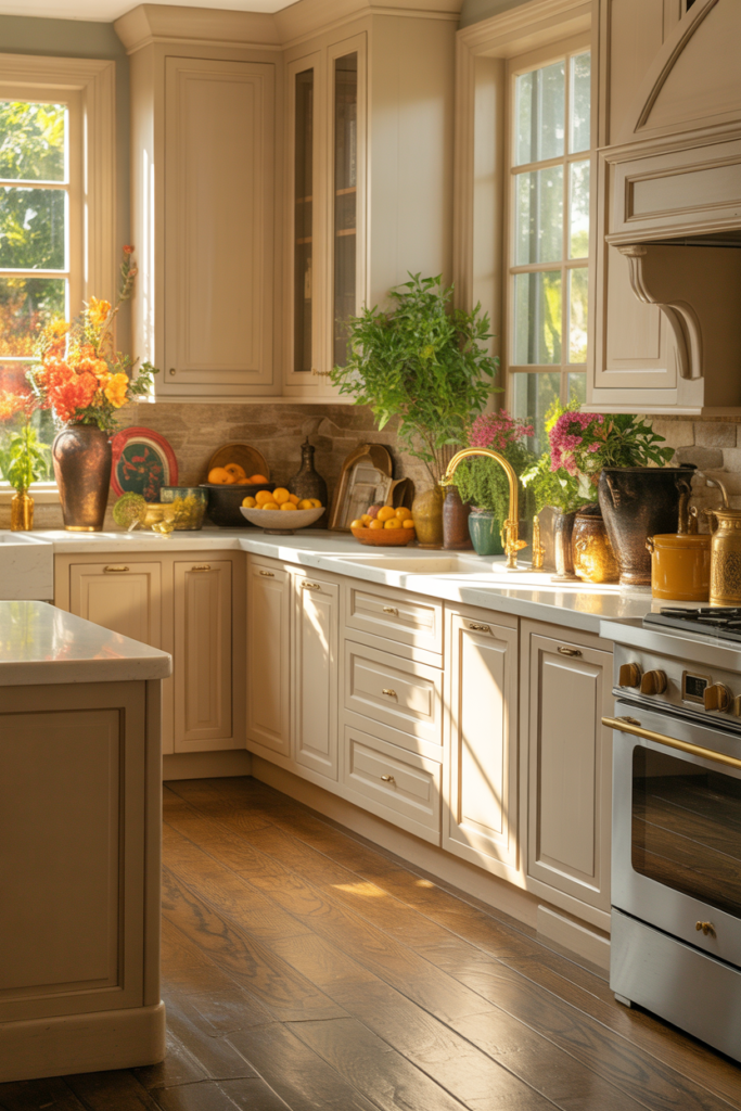 Cream off white kitchen cabinets