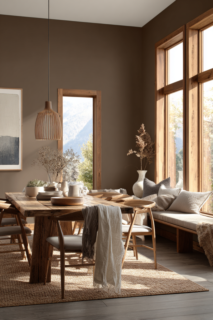 Earthy Brown Dining Room Paint Ideas