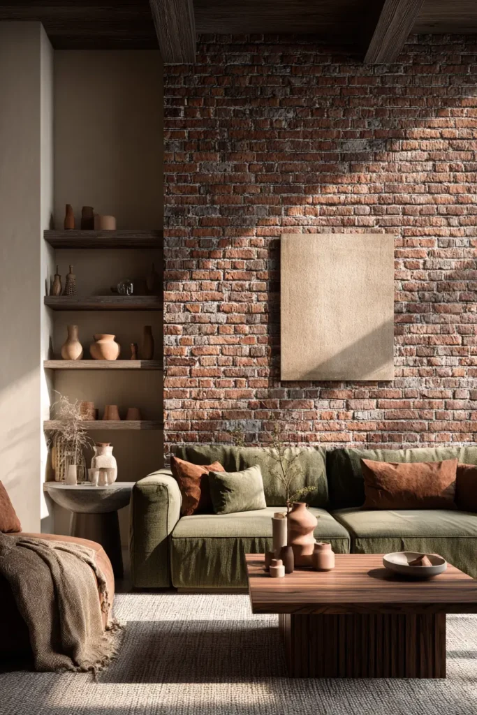 Earthy colors that enhance red brick warmth