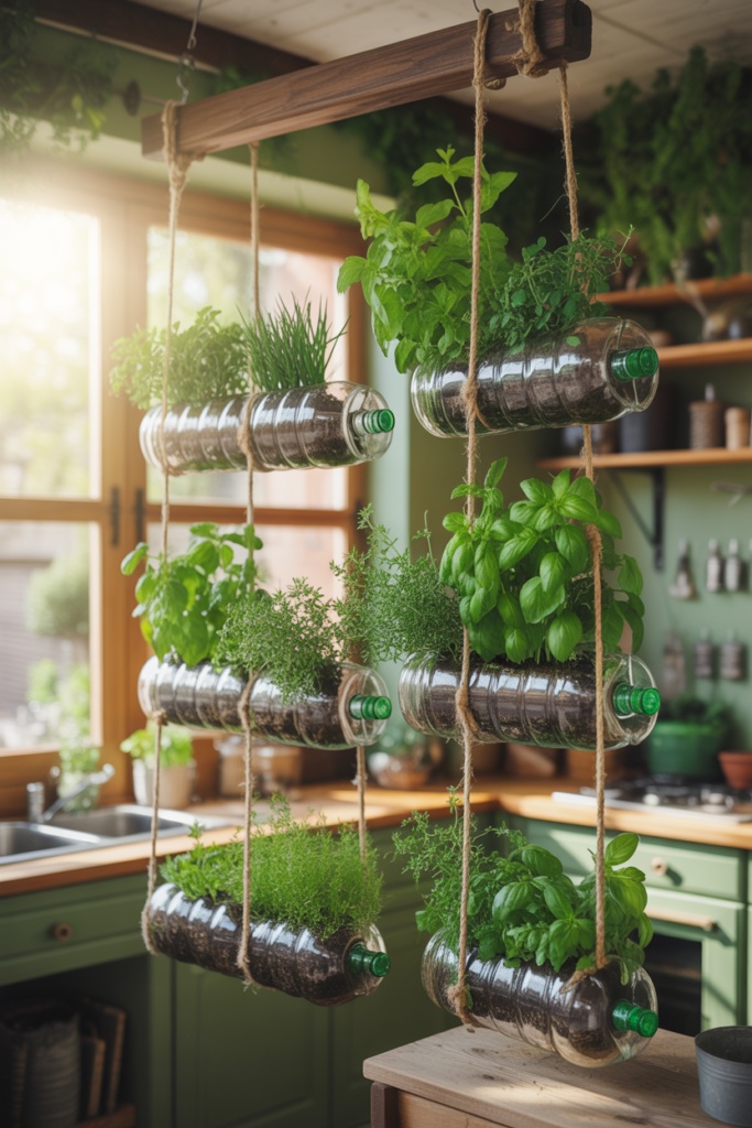 Hanging Bottle Herb Garden