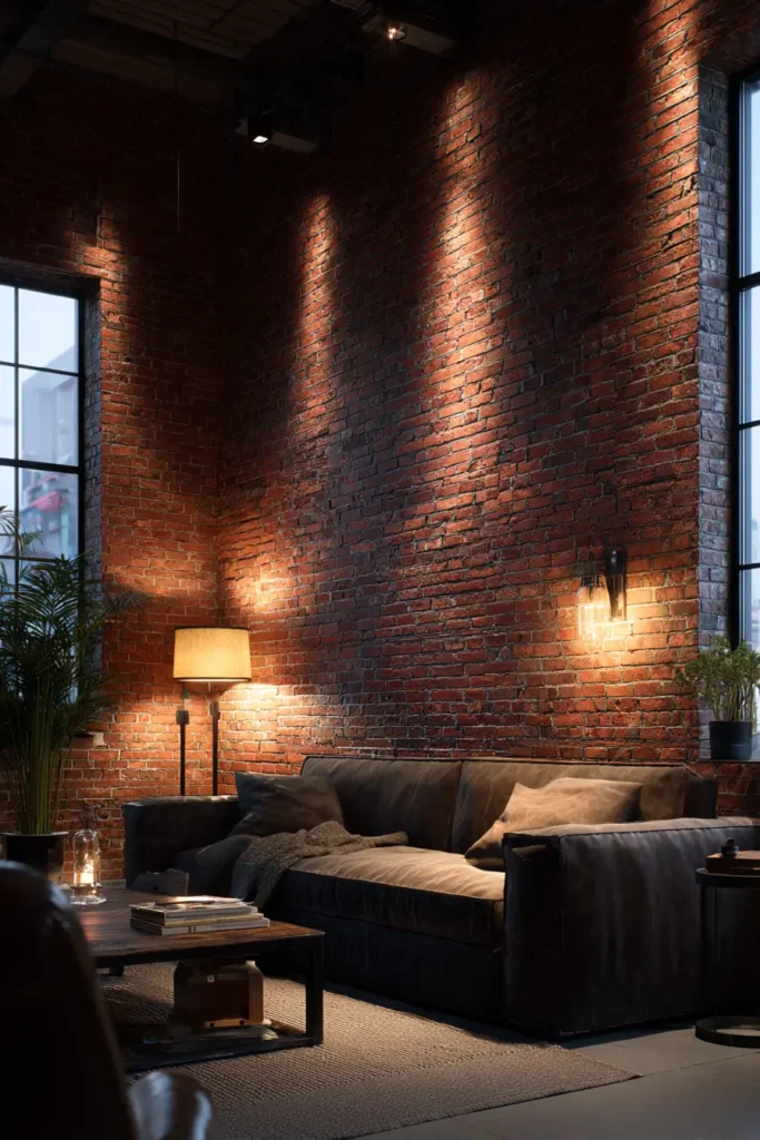Interior lighting that improves brick walls