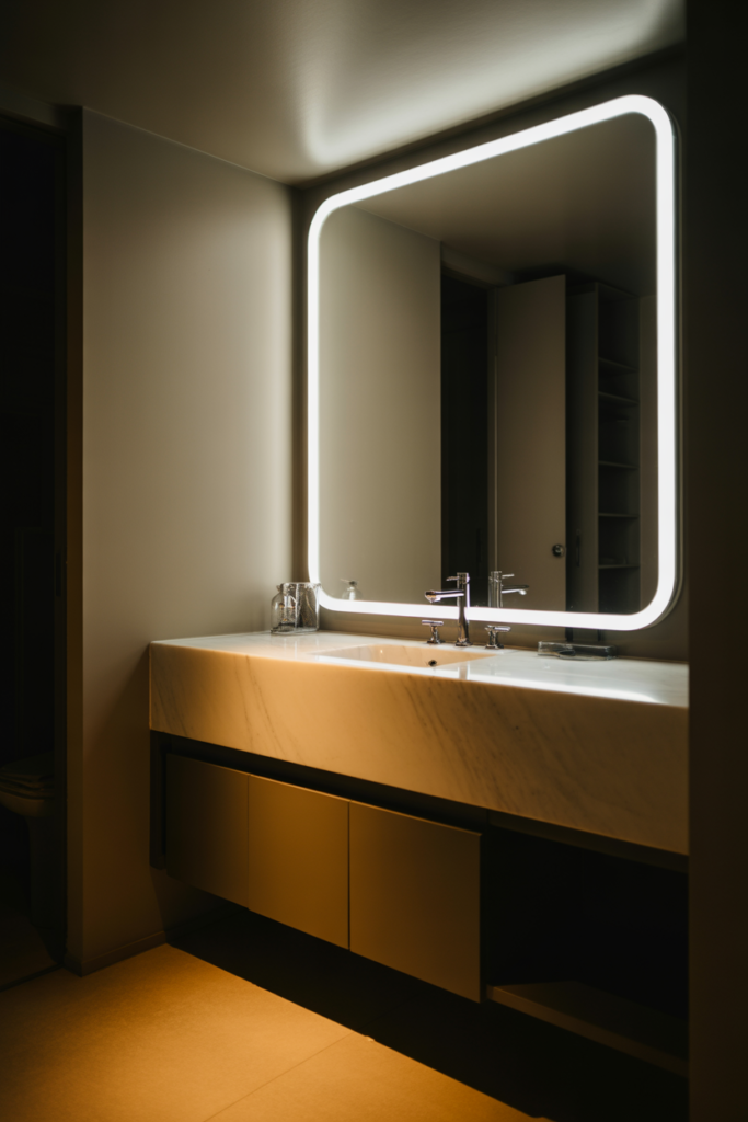 LED mirrors that remove clutter and add clean light