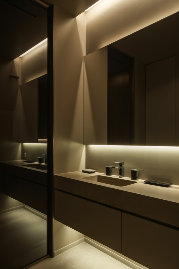 Lights under the mirror that help at night