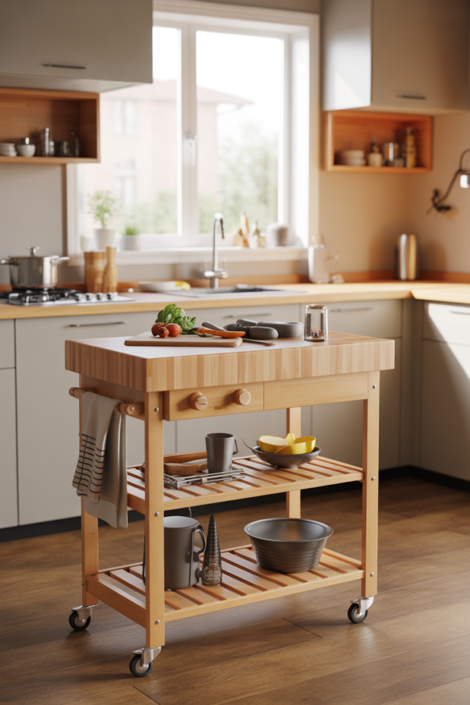Mobile Rolling Butcher Block Carts