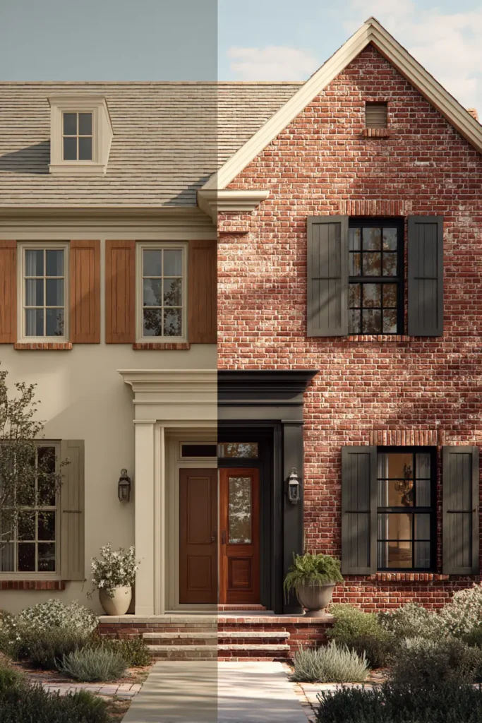Modern style vs traditional style with red brick