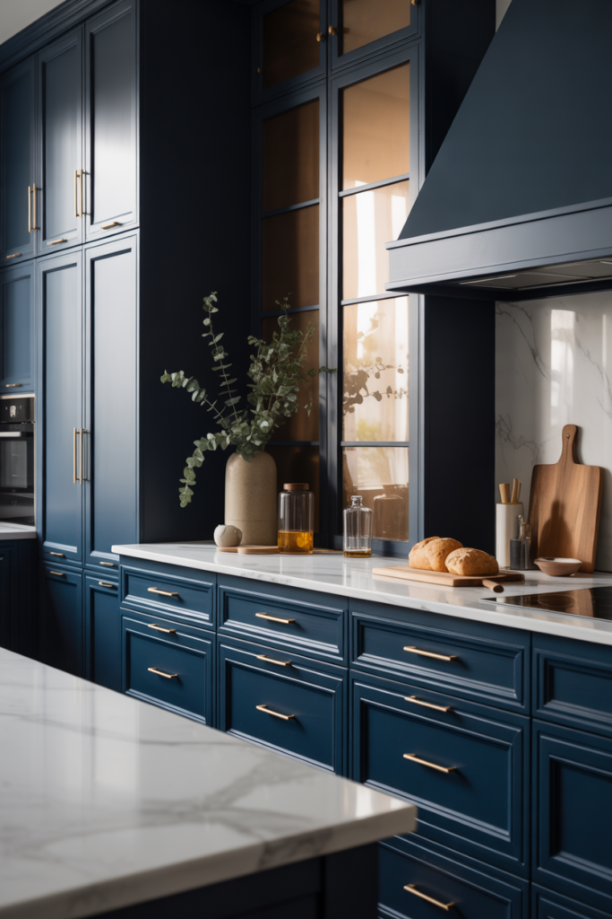 Navy Blue Cabinets for a Deep Elegant Look