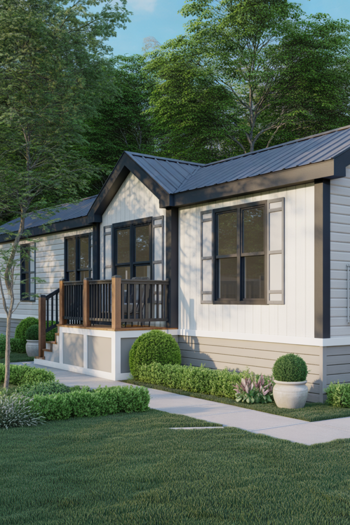 Neutral Modern Mobile Home Exterior Color Ideas