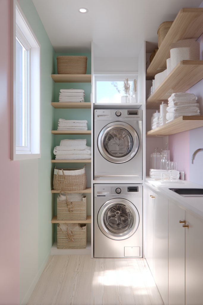 Pastel Colors for Small Laundry Rooms