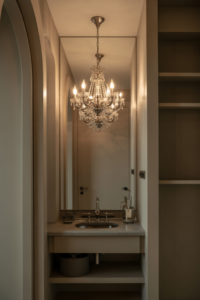 Small chandeliers that add soft luxury