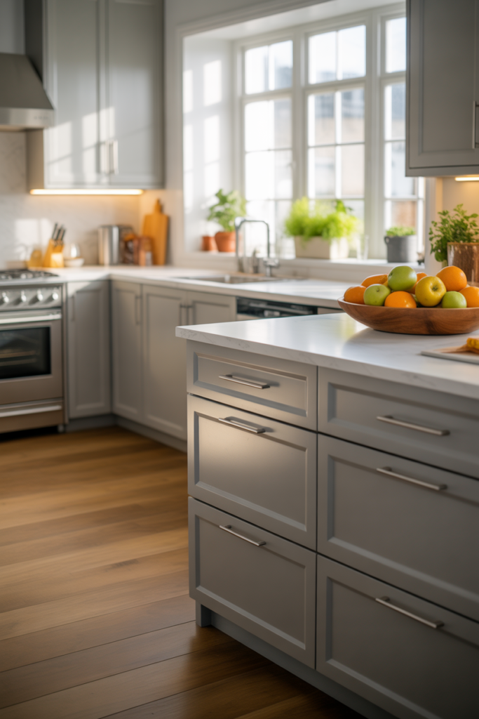 Soft Grey Cabinets for a Calm Modern Kitchen