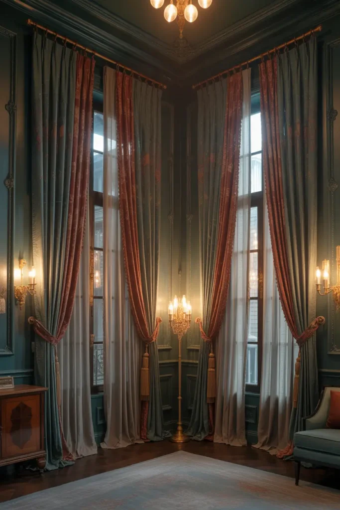 Use Layered Curtains for Dramatic Windows
