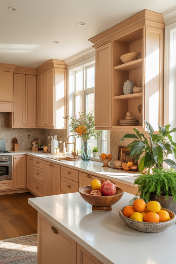 Warm beige kitchen cabinets