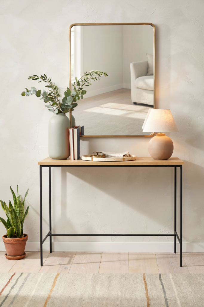1. Slim Modern Metal Console Table
