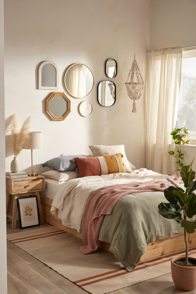 13. Small cluster mirrors on the wall
