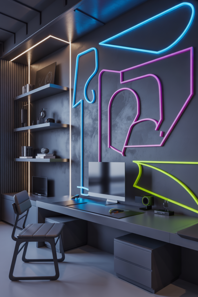 14. Neon Accent Wall Details