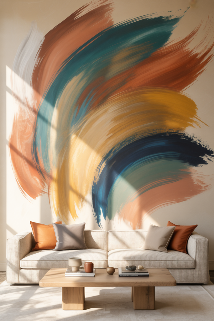 2. Abstract Brushstroke Feature Wall