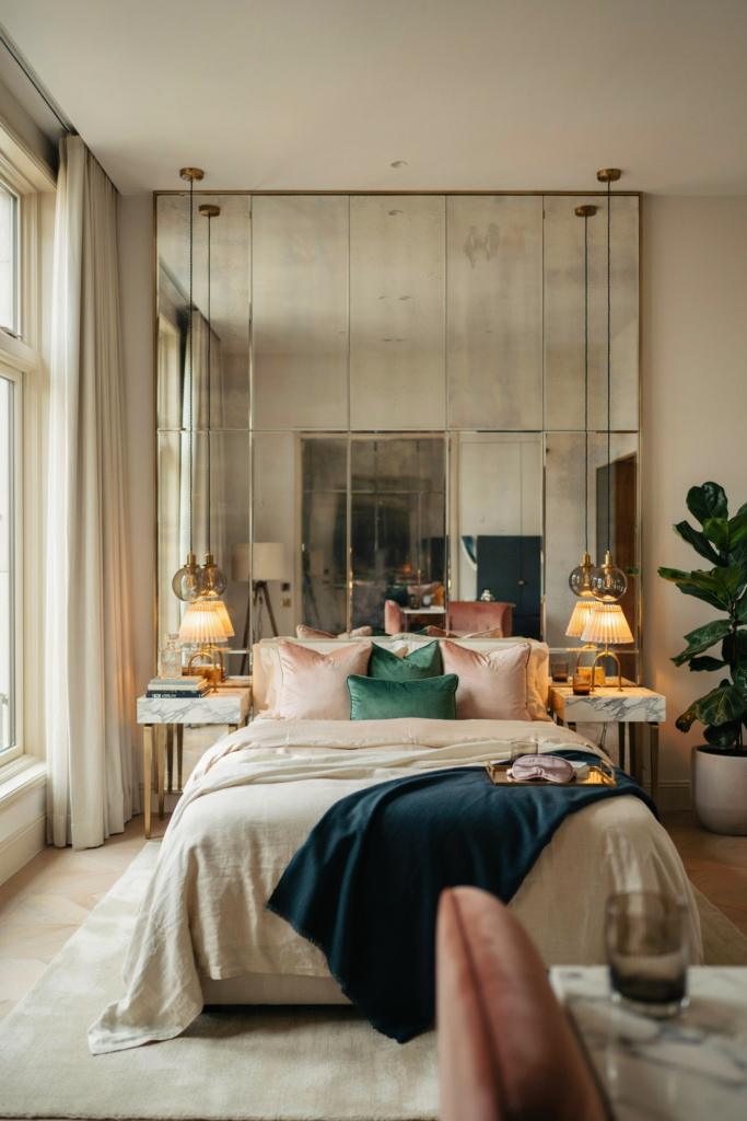 6. Mirrored headboard design